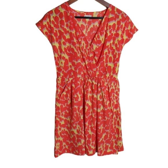 Gap Lava Orange Yellow Spotted Print Summer Dress - Size 10 - Picture 1 of 6